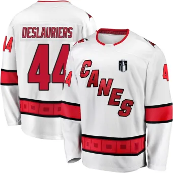 Men's Nicolas Deslauriers Carolina Hurricanes Away Premier 2026 Stanley Cup Final Jersey - White Breakaway