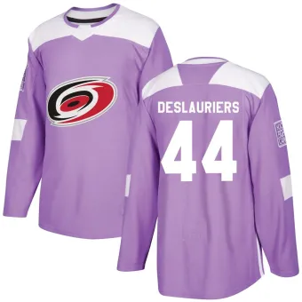 Men's Nicolas Deslauriers Carolina Hurricanes Fights Cancer Practice Jersey - Purple Authentic