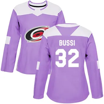 Women's Brandon Bussi Carolina Hurricanes Fights Cancer Practice Jersey - Purple Authentic