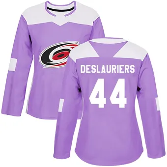Women's Nicolas Deslauriers Carolina Hurricanes Fights Cancer Practice Jersey - Purple Authentic