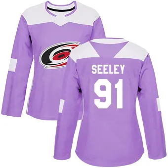 Women's Ronan Seeley Carolina Hurricanes Fights Cancer Practice Jersey - Purple Authentic