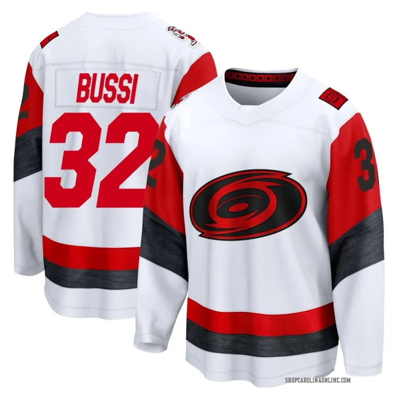 Youth Brandon Bussi Carolina Hurricanes Away 2025 Jersey - White Breakaway