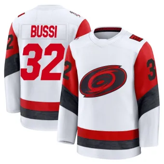 Youth Brandon Bussi Carolina Hurricanes Away 2025 Jersey - White Premium