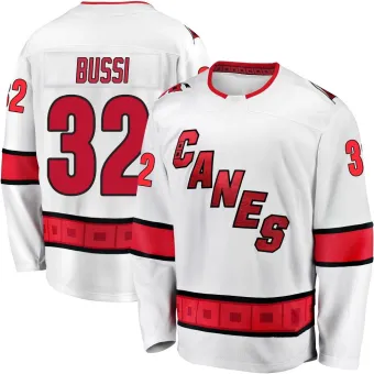 Youth Brandon Bussi Carolina Hurricanes Away Premier Jersey - White Breakaway