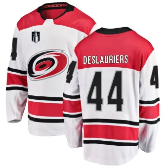 Youth Nicolas Deslauriers Carolina Hurricanes Away 2026 Stanley Cup Final Jersey - White Breakaway